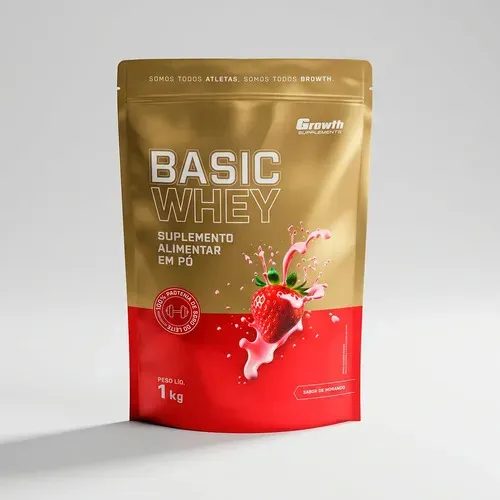 Proteína Growth Supplements Basic Whey Pro em pó sabor Morango x 1kg