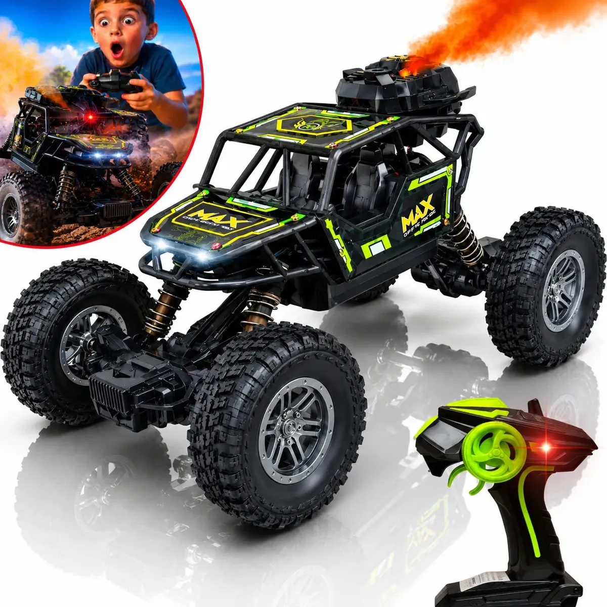 Carrinho Controle Remoto 4x4 Solta Fumaça Off-road