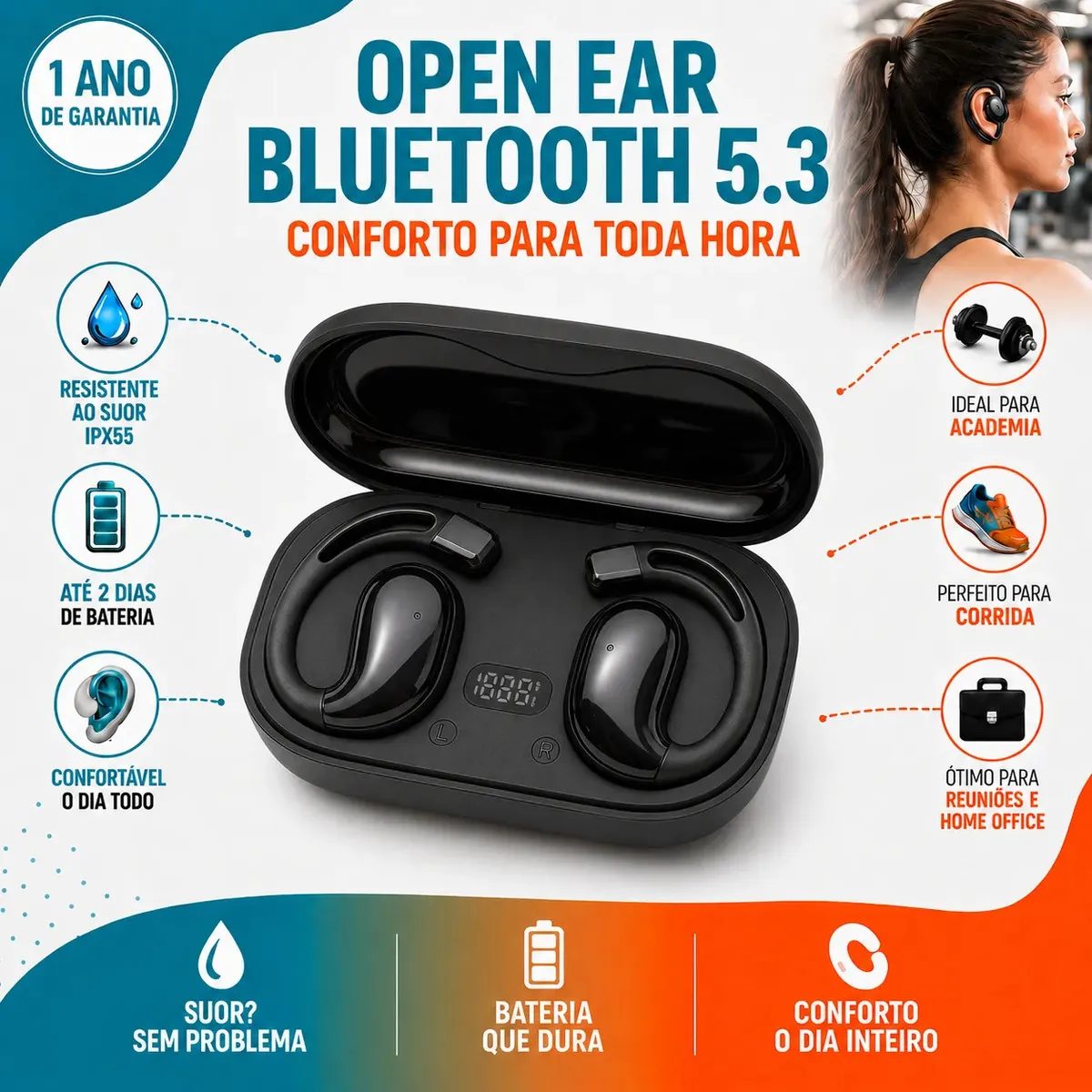 Fone Bluetooth Open Ear 3tech