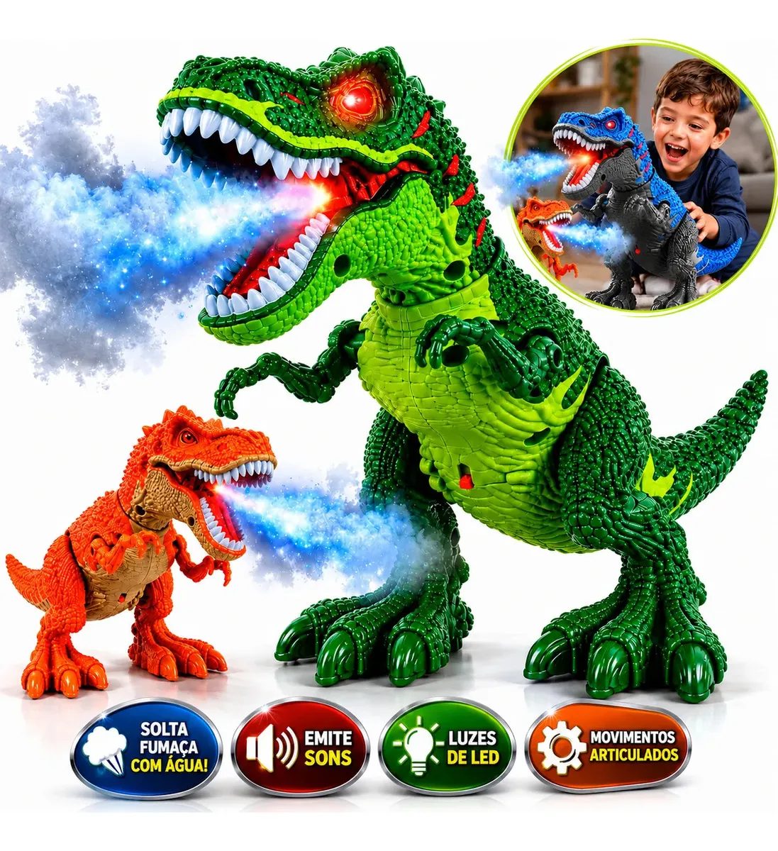Dinossauro T-Rex com Som e Fumaça