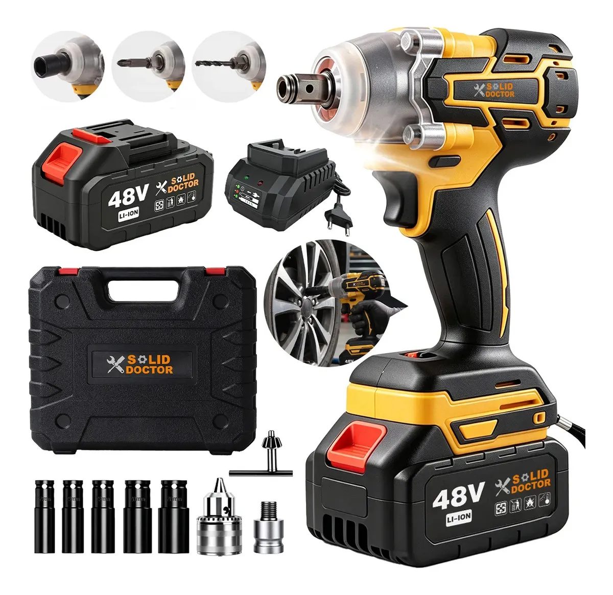 Chave/furadeira De Impacto 2 Em 1, 48V, 350NM 2700RPM, Com 2 Baterias + Acessórios