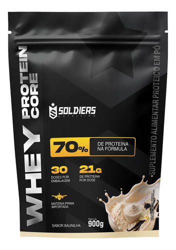 Whey Core 70% de Proteina Concentrada - Baunilhaw 900g - Soldiers Nutrition