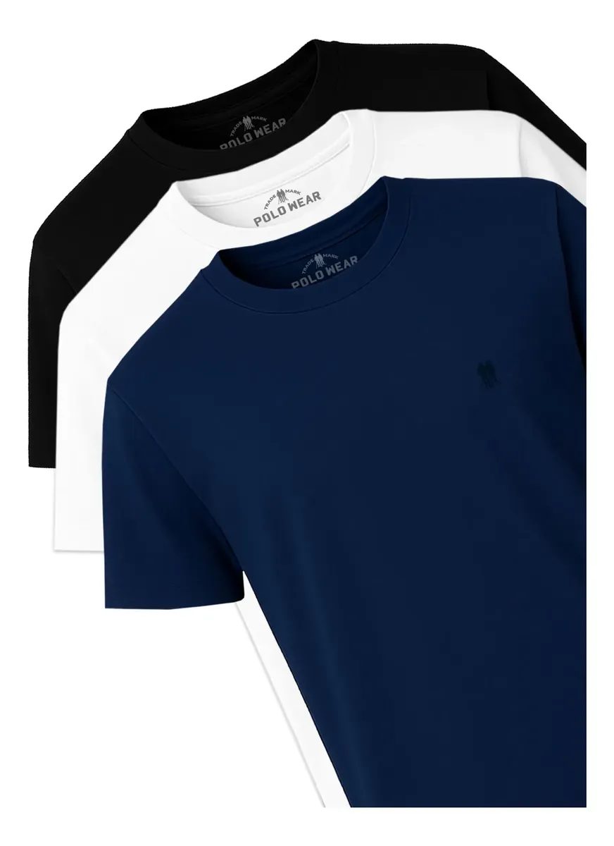 Kit 3 Camisetas Masculinas Algodão Polo Wear