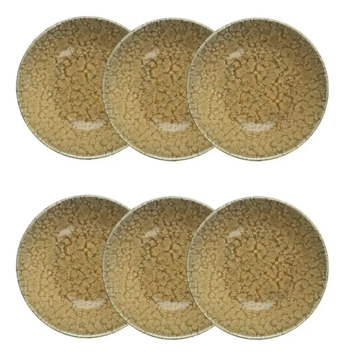 Jogo De 6 Pratos Fundos 20,5 Cm Oxford Unni Solara Marrom