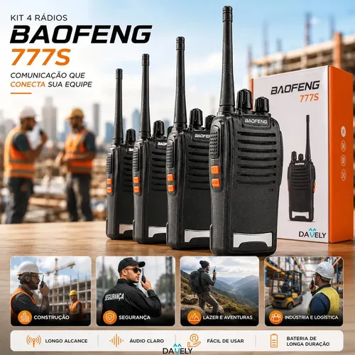 Kit 4 Rádios Comunicadores Walkie Talkie