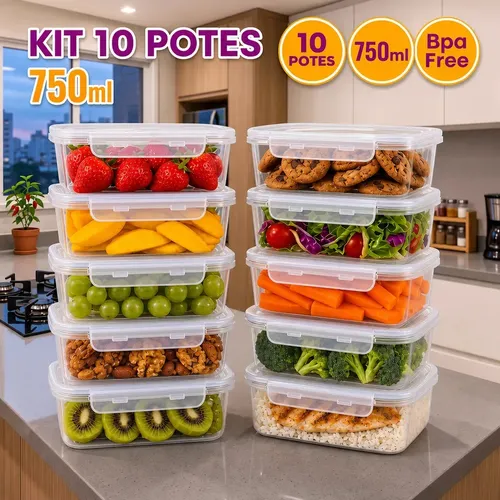 ✅ Kit 10 Potes Herméticos Ponte Lar