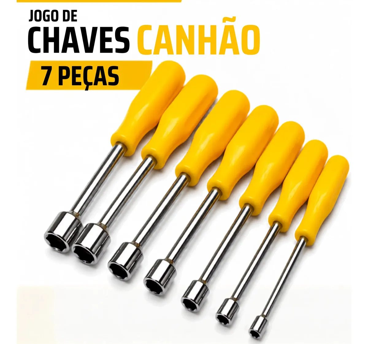 Kit 7 Chaves Canhão Sextavada Peças em Aço Carbono