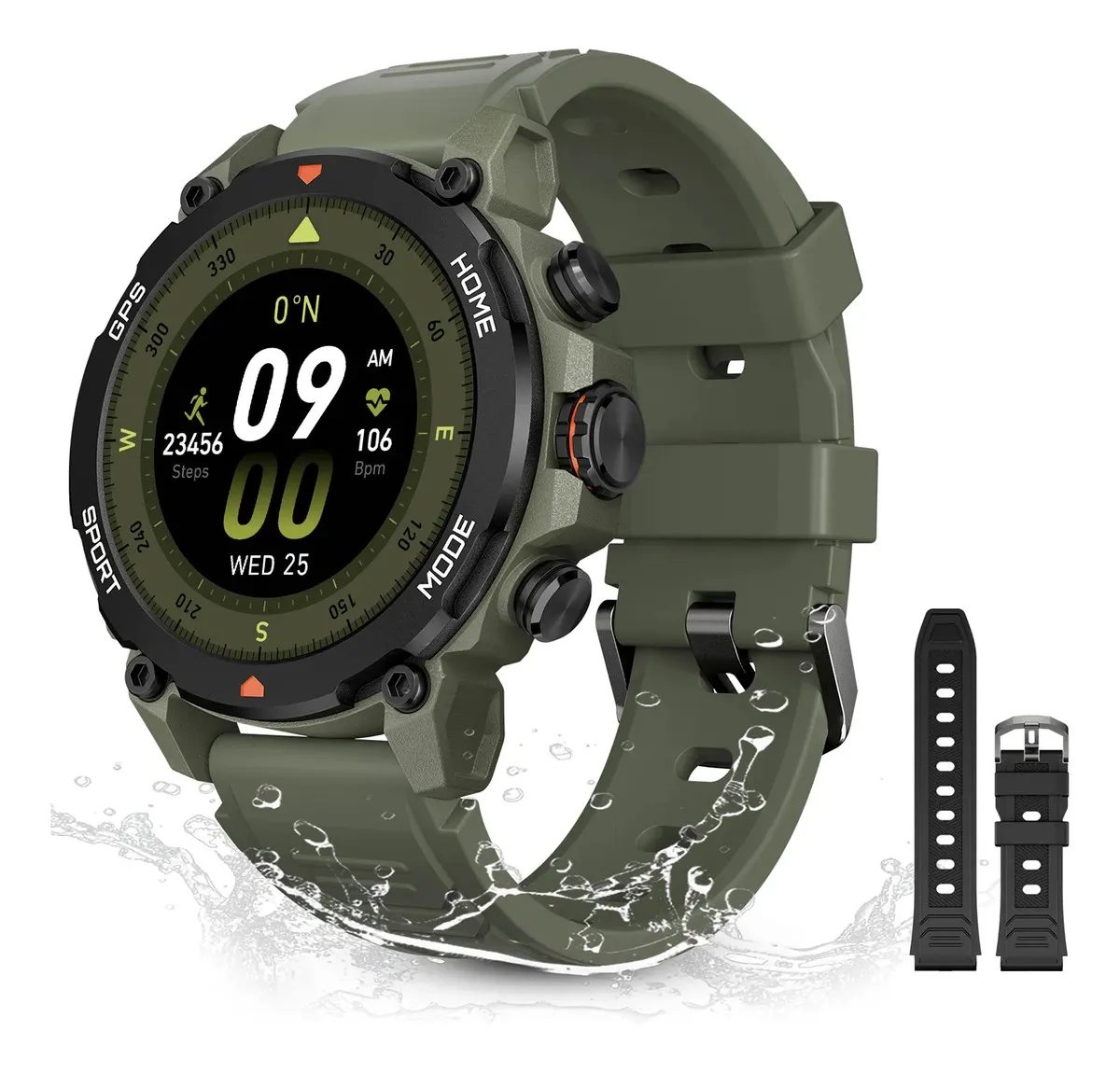 Relógio Smartwatch Aurafit G6 Com 5atm E Gps Verde Militar Verde Militar