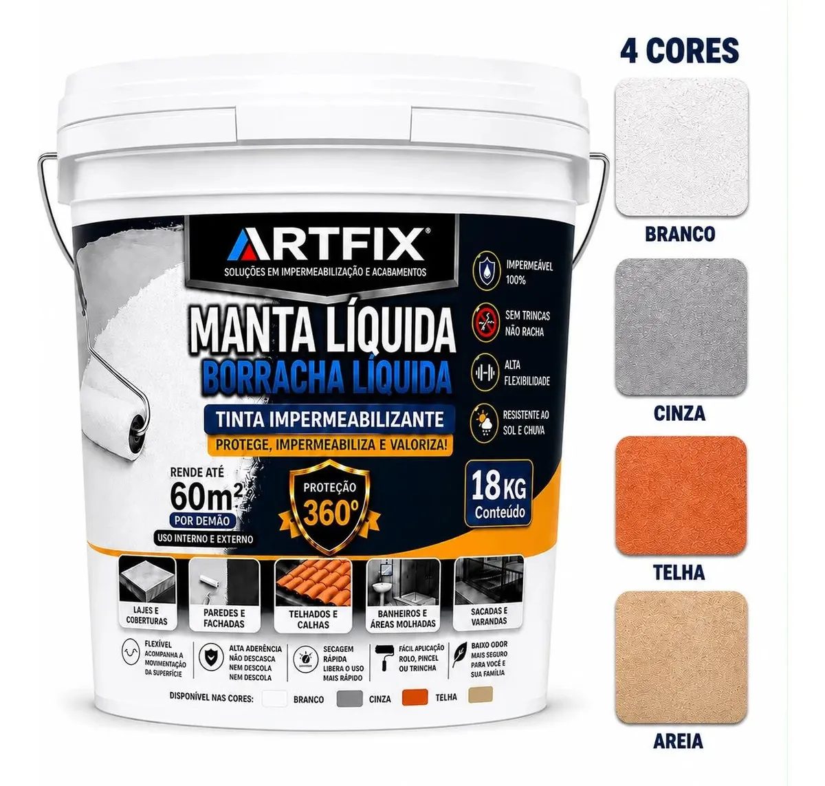 Manta Liquida Emborrachada 18kg Impermeabilizante Premium