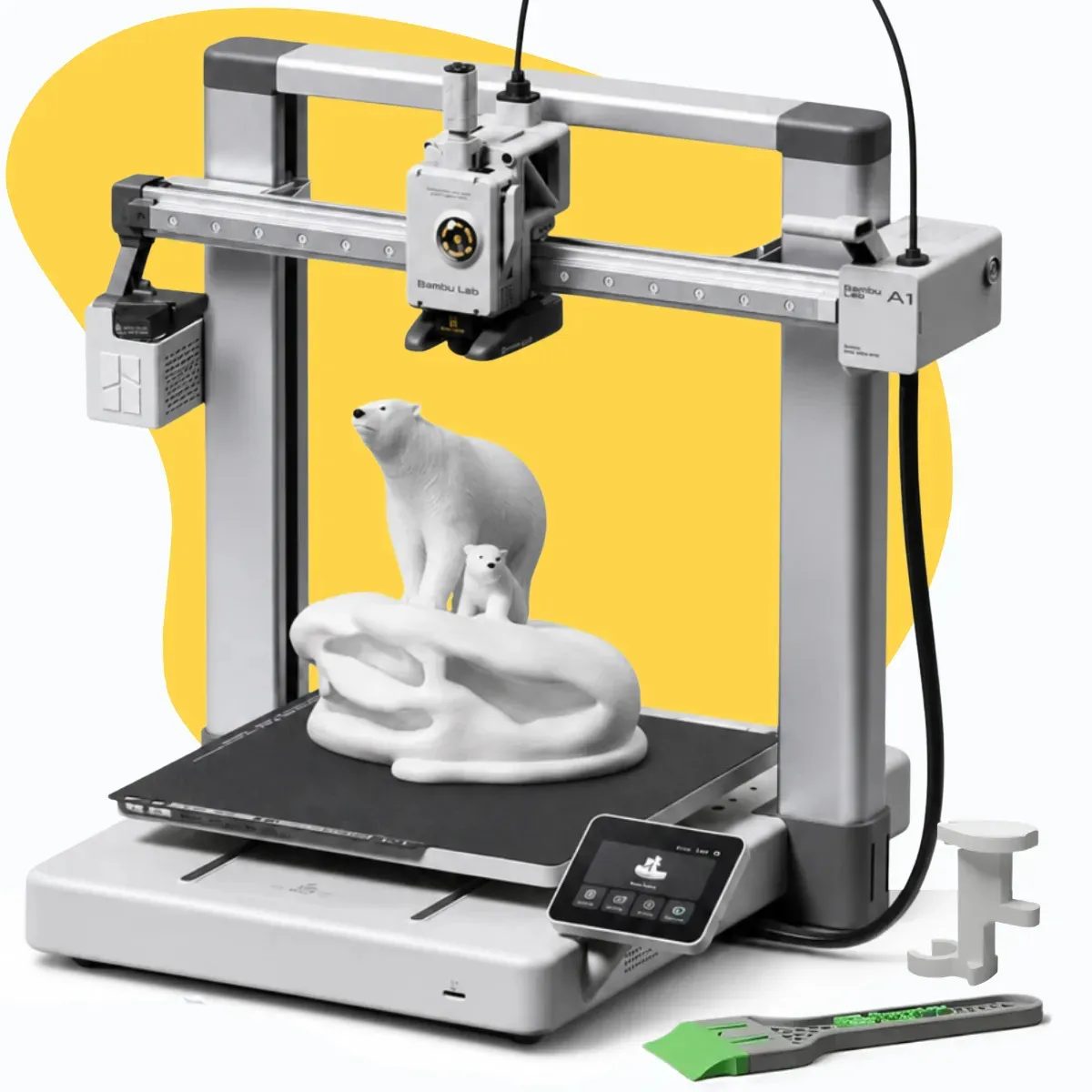 Impressora 3d Fdm Aberta A1 Bambu Lab Sem AMS + Porta Resíduos - Espátula - Chave Manutenç