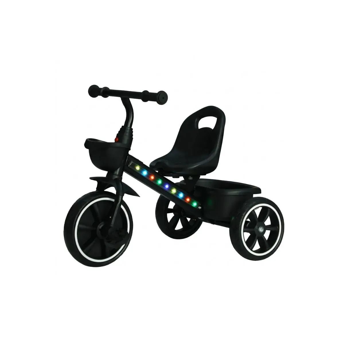Triciclo Motoca Infantil Com Pedal LED Cestinha 3 Rodas Até 25kg Picolé Maxi Baby - Preto