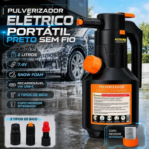 Pulverizador Elétrico de Espuma Snow Foam para Limpeza Automotiva e Jardim com 2 L