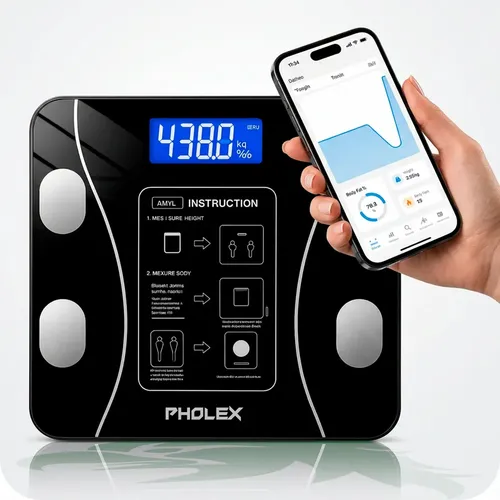 Balança Digital Corporal Bioimpedância Pholex Com Aplicativo Bluetooth