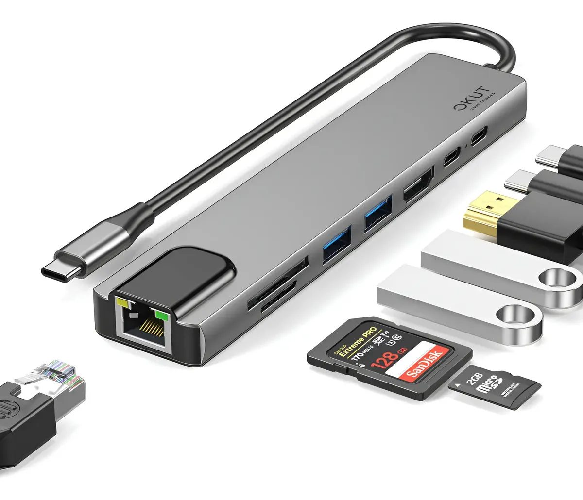 Okut Hub USB-C 8 em 1
