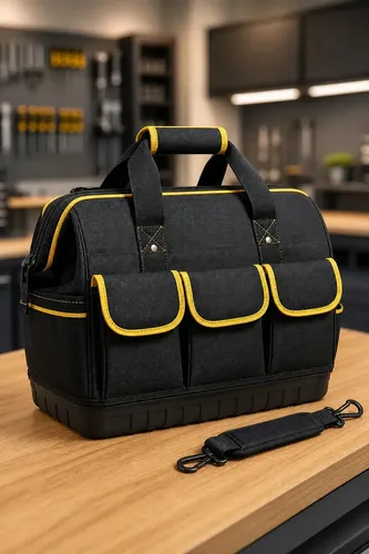 Bolsa Maleta de Ferramentas 14 Pol Grande e Reforçada 16 Bolsos, 8 Internos e 8 Externos,