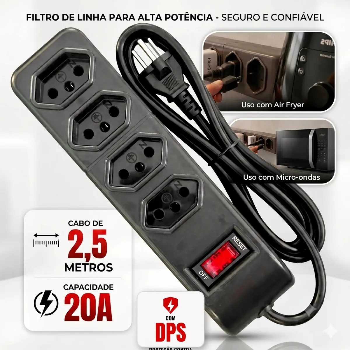 Filtro de Linha Protetor 4 Tomadas