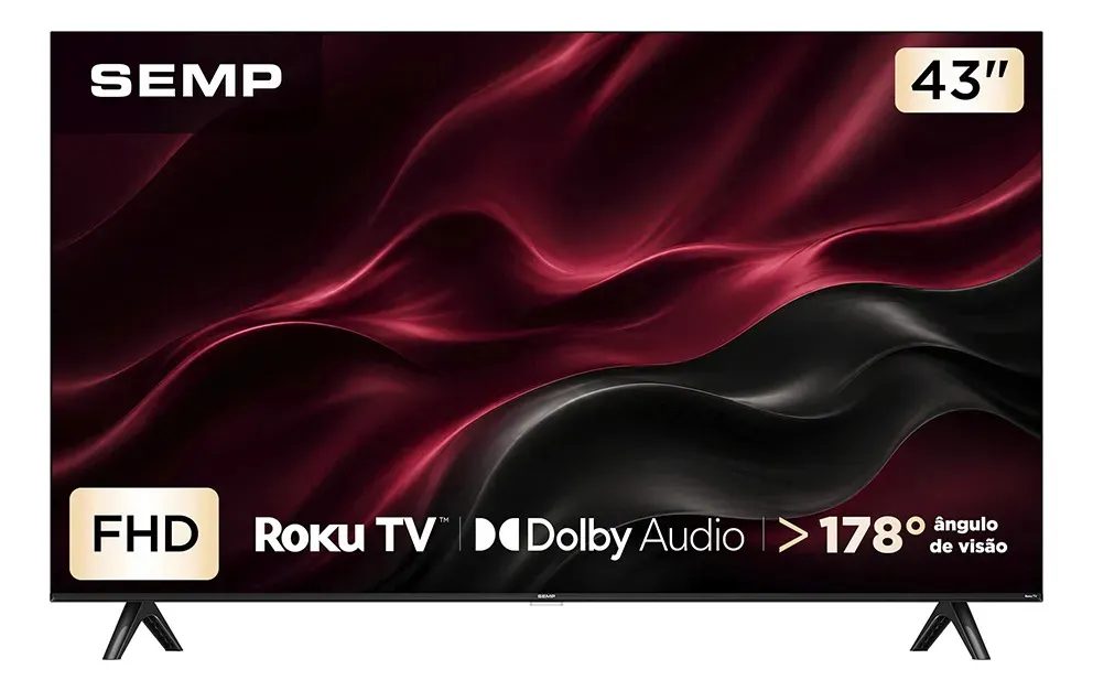 Smart Tv Semp 43 Polegadas Led Full Hd S42r Roku Tv Wi-Fi Dolby Audio Brilho Até 240 Nits 