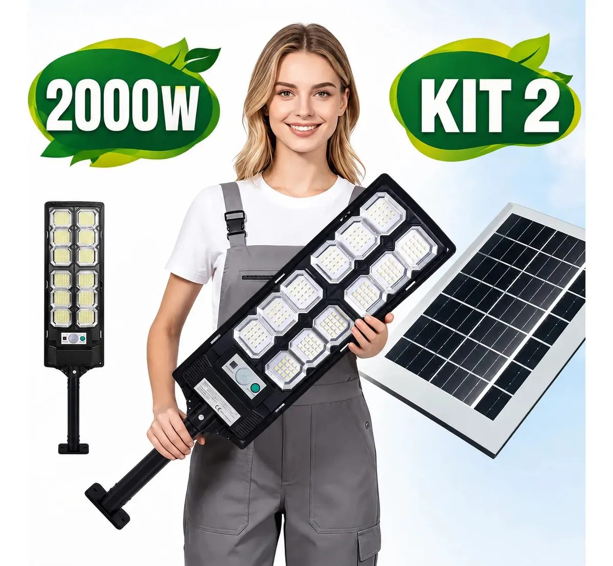 Kit 2 Refletores Led Solar