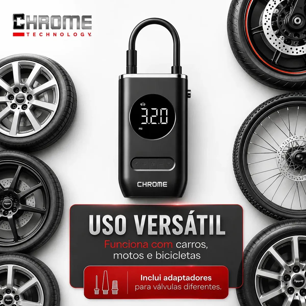 Mini Compressor Portátil Digital Recarregável