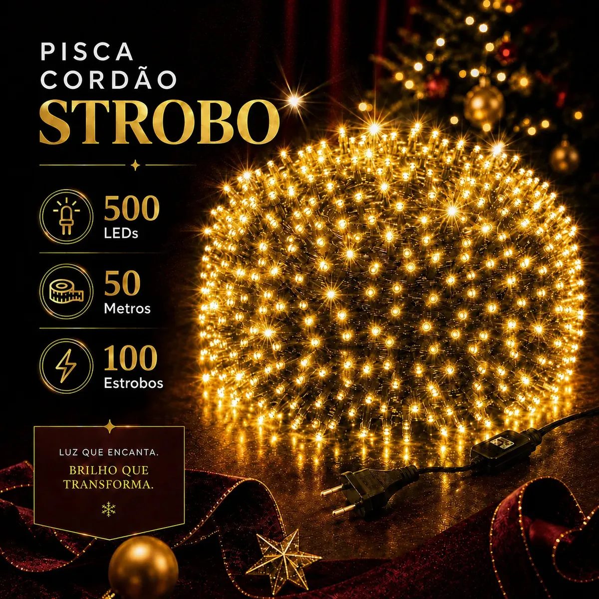 Cordão Led Strobo Branco Quente