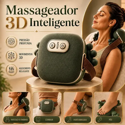 Massageador Pescoço Ombro Mãozinha 3D Elétrico Com Aquecimento Recarregável Maozinha Portá
