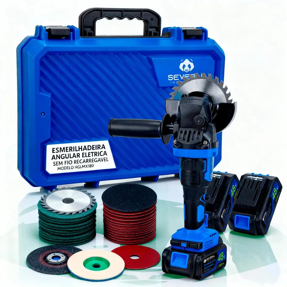 Esmerilhadeira Angular Several Importados Sem Fio 110mm com 2 Baterias e 25 Acessórios