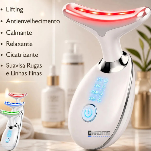 Massageador Facial Lifting De Pescoço e Rosto LED Vibração
