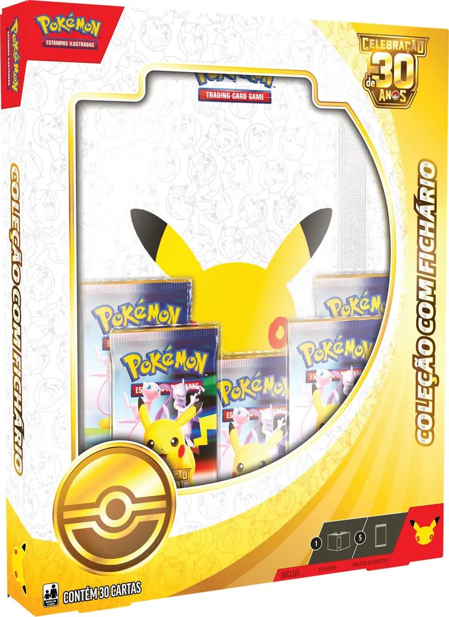 Pokémon Celebração de 30 anos – Box Coleção com Fichário (Pré-Venda)