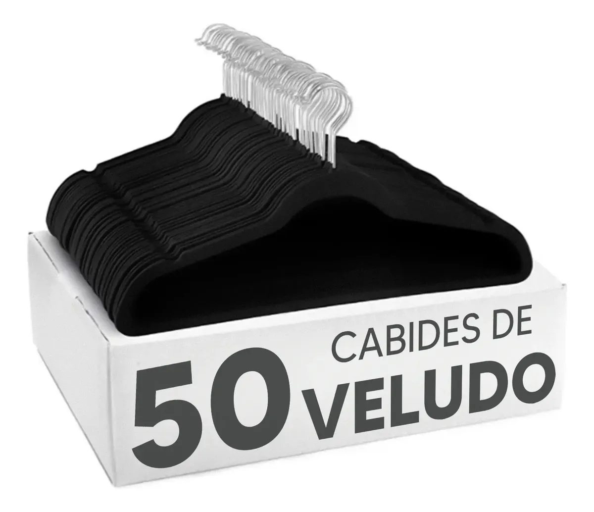Kit 50 Cabides Kparts Aveludado Preto E Cinza Bege