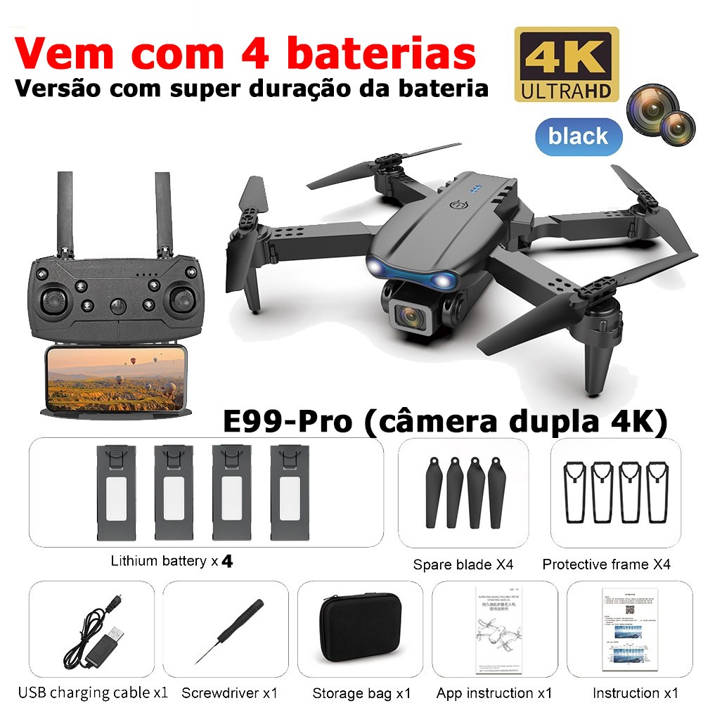 ✅ Drone Dli E99 Pro Dobrável