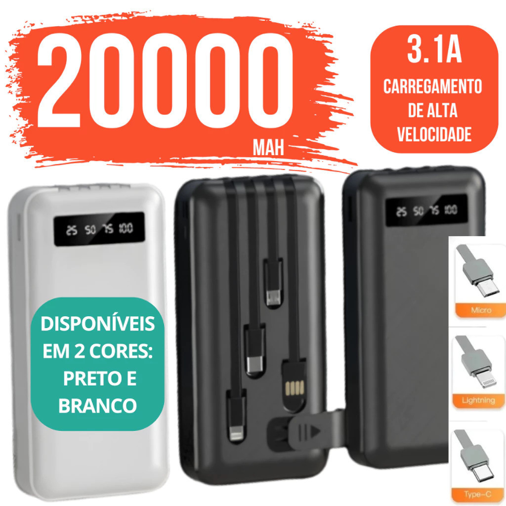✅ Power Bank Universal 4 Cabos