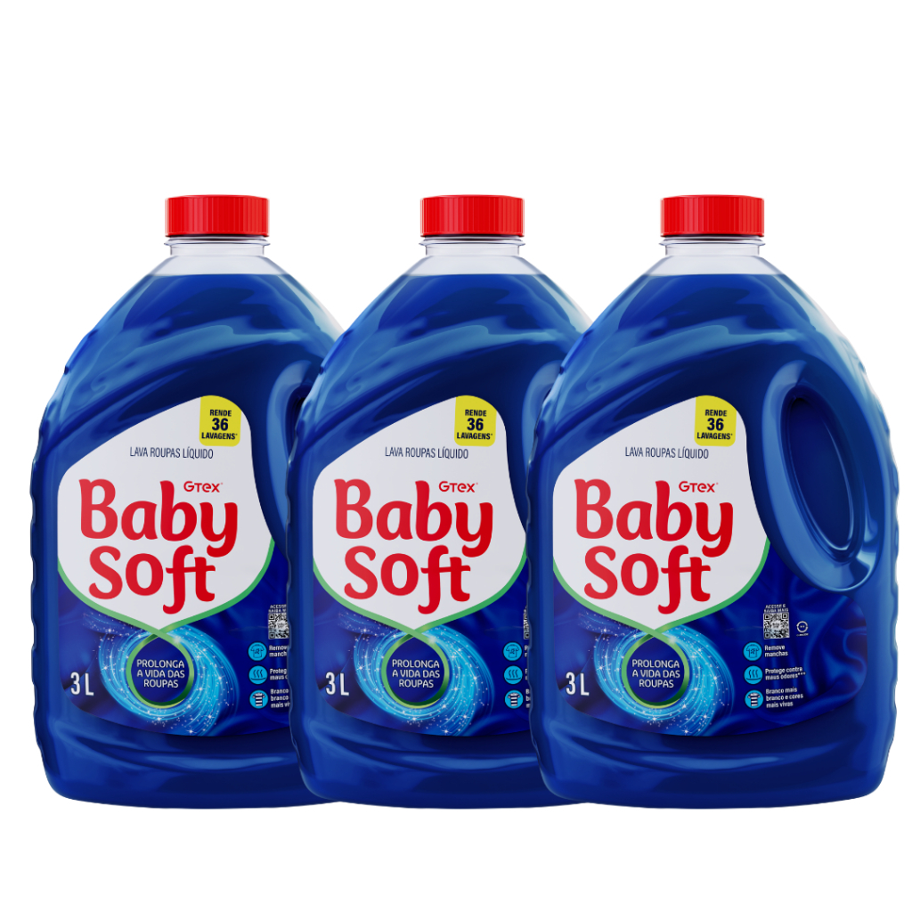 Kit 3 Lava Roupas Liquido Baby Soft Max 3 LITROSS