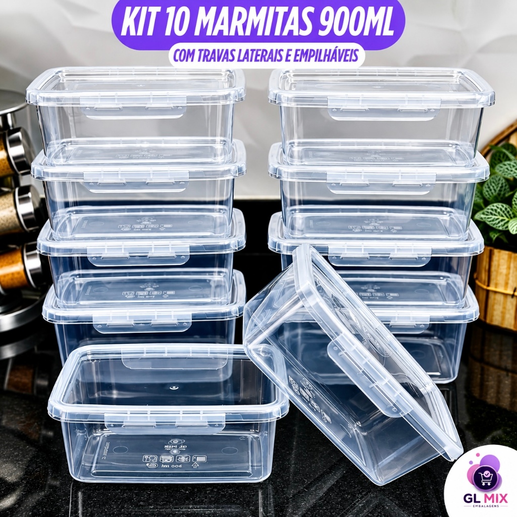 ✅ Kit 10 Potes Marmita Herméticos