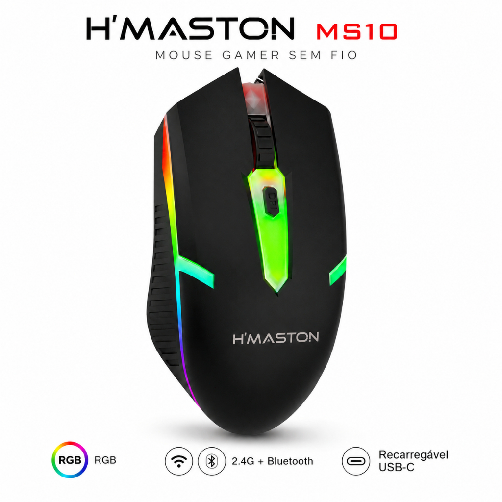 ✅ Mouse Gamer H'Maston MS10 Sem Fio