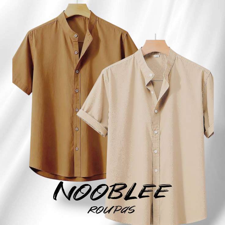Kit 2 Camisas Viscolinho Gola Padre