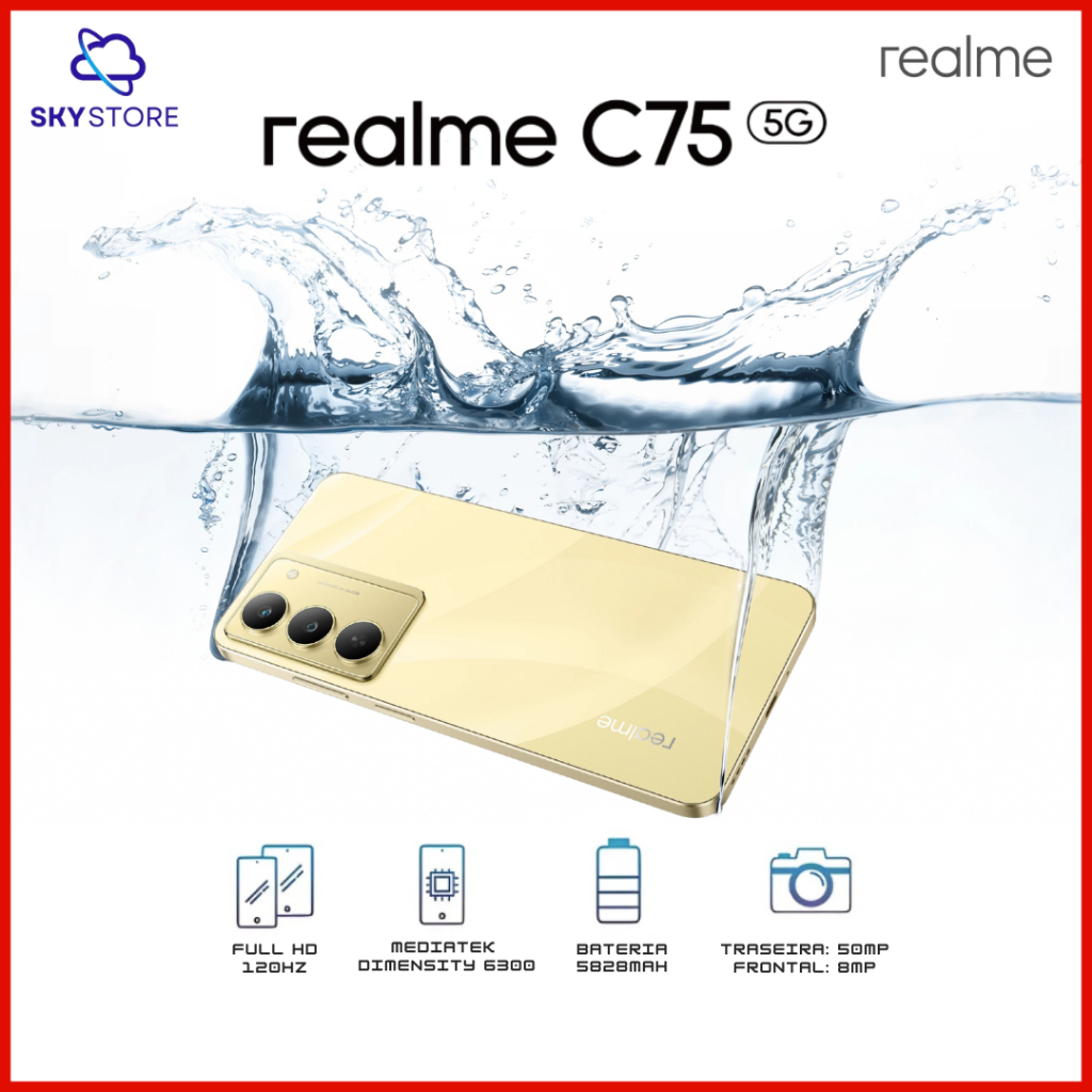 Realme C75 5G 256GB + 8GB RAM – Câmera 50MP | 5828mAh