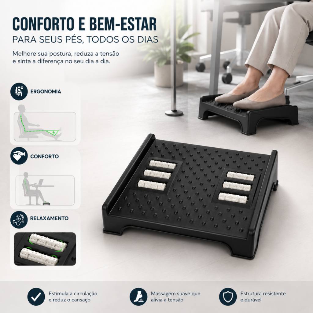 Apoio Para Pés Ergonômico Massageador Relaxante Home Office Escritório