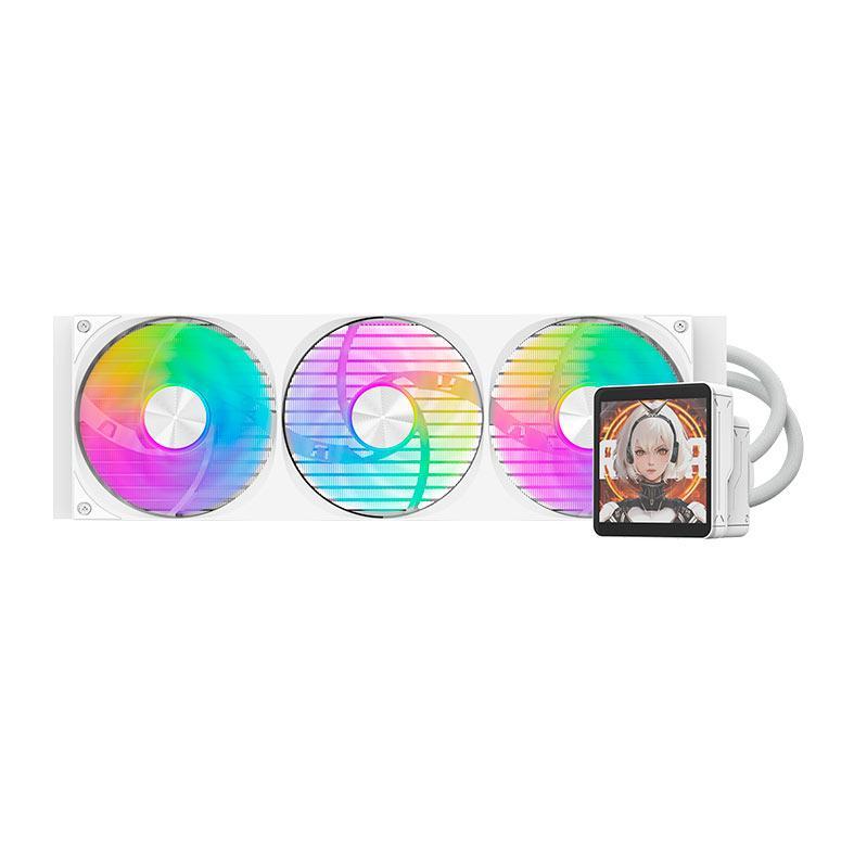 🔥 Water Cooler Aigo Darkflash DV360S, ARGB, Display IPS 3.95 Pol, 360mm, Branco, DV360S-M