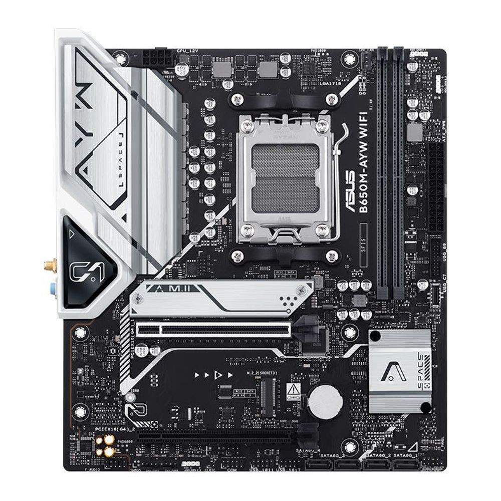 🔥Placa Mãe Asus B650M-AYW WiFi, DDR5, Socket AMD AM5, M-ATX, Chipset AMD B650 - B650M-AYW