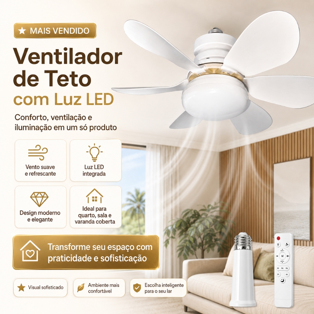 Ventilador de Teto com LED