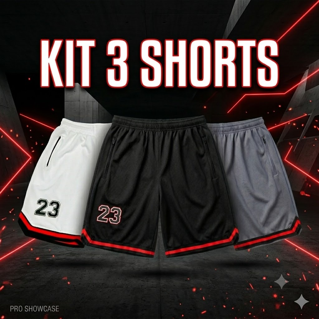 ✅ Kit 3 Bermudas Dry Fit Chicago