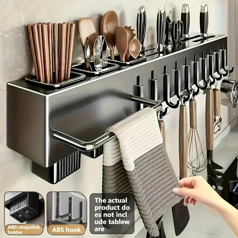 Organizador Multiuso, Talheres e Porta Pano de Pratos com 8 ganchos 50cm