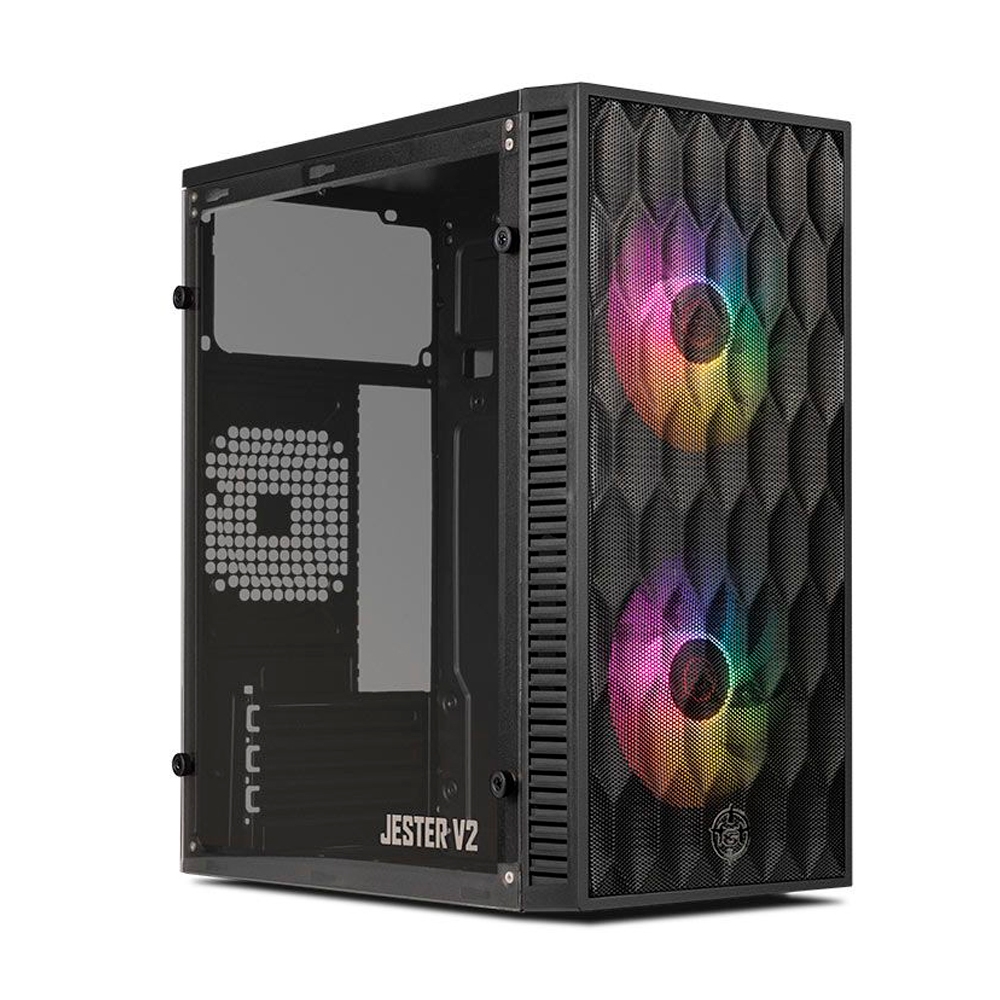🔥 Gabinete Gamer TGT Jester V2 Rainbow Mini-Tower Lateral de Acrilico c/2 Fans, Preto TGT