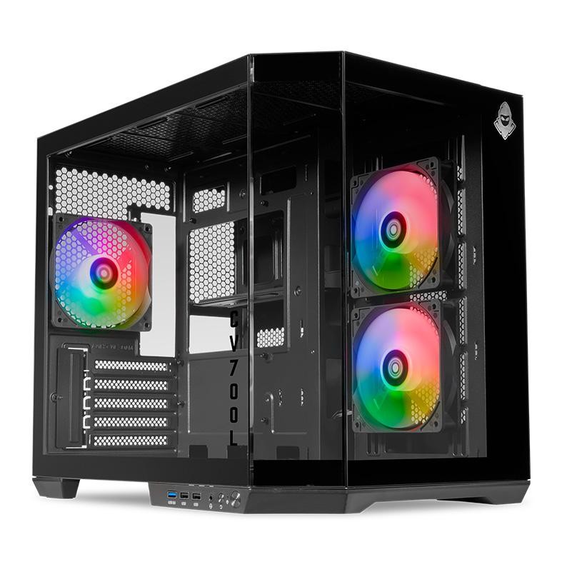 🔥 Gabinete Gamer Mancer CV700L, Mid Tower, Lateral De Vidro, 3 Fans ARGB, Preto, MCR-CV70