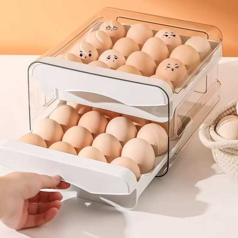 gaveteiro duplo em plástico tipo porta 32 ovos