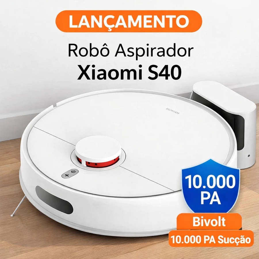 NOVO Robôt Aspirador Xiaomi S40 Bivolt 10000Pa | Mapeamento Laser LDS | Passa Pano App Ale