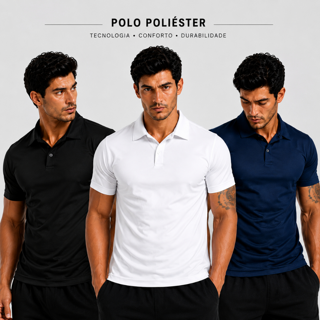 ✅ Kit 3 Camisas Polo Piquet