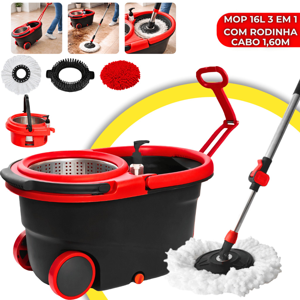 ✅ Mop Giratório Inox Profissional