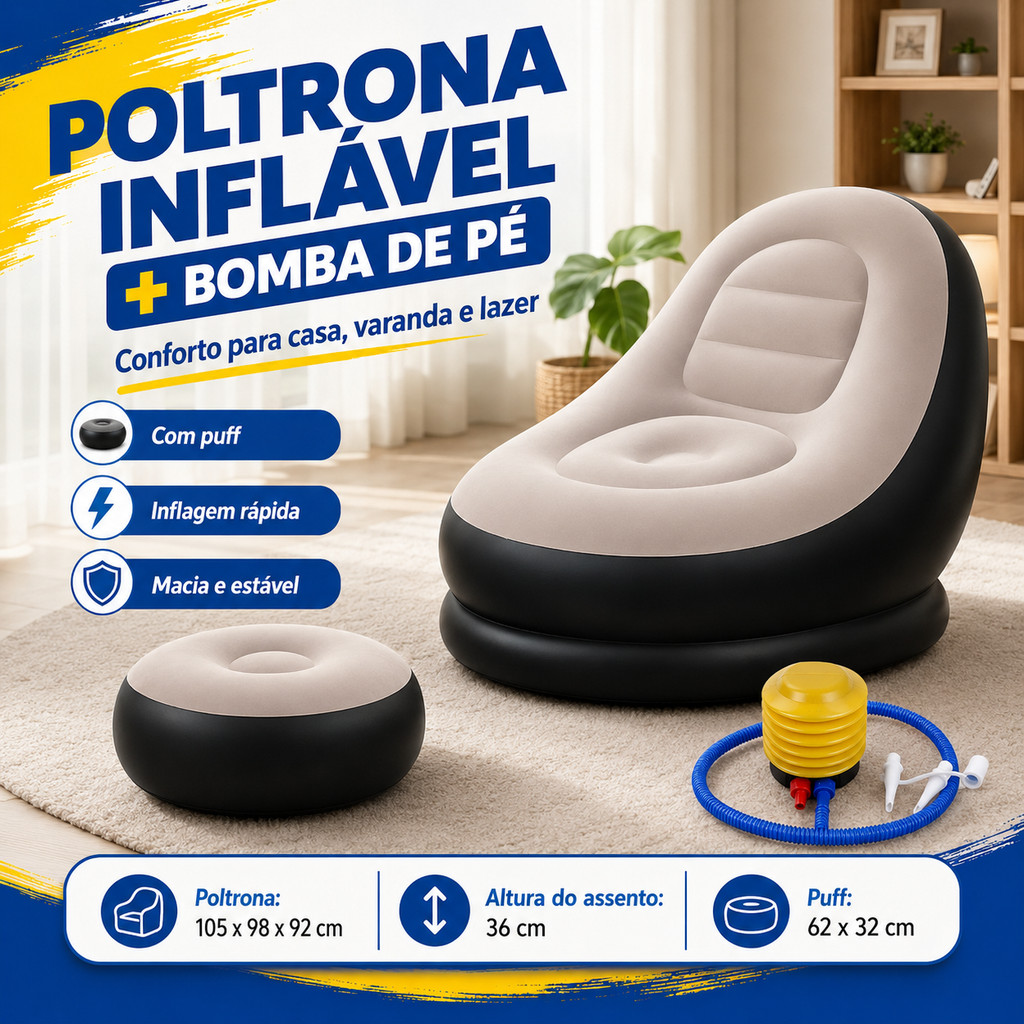 ✅ Sofá Inflável Portátil 3 em 1