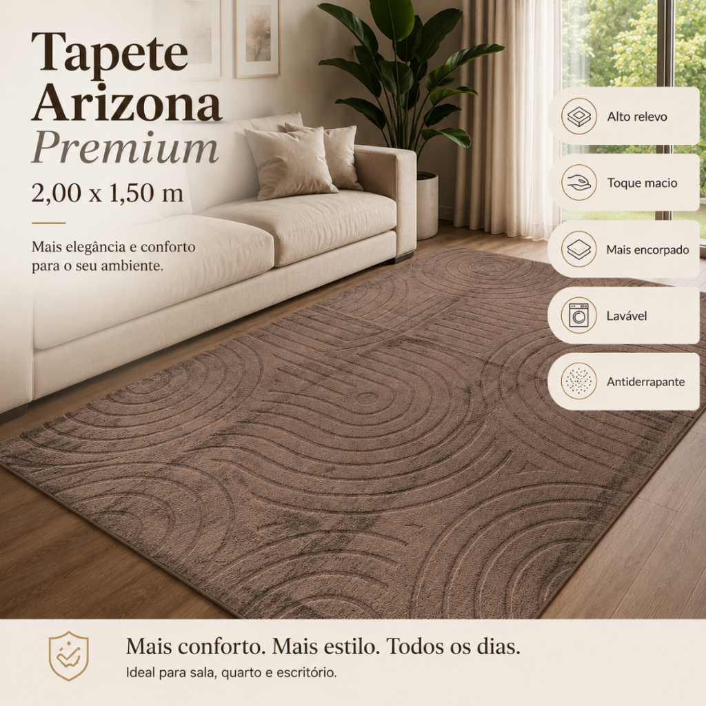 ✅ Tapete Sala Alto Relevo Macio